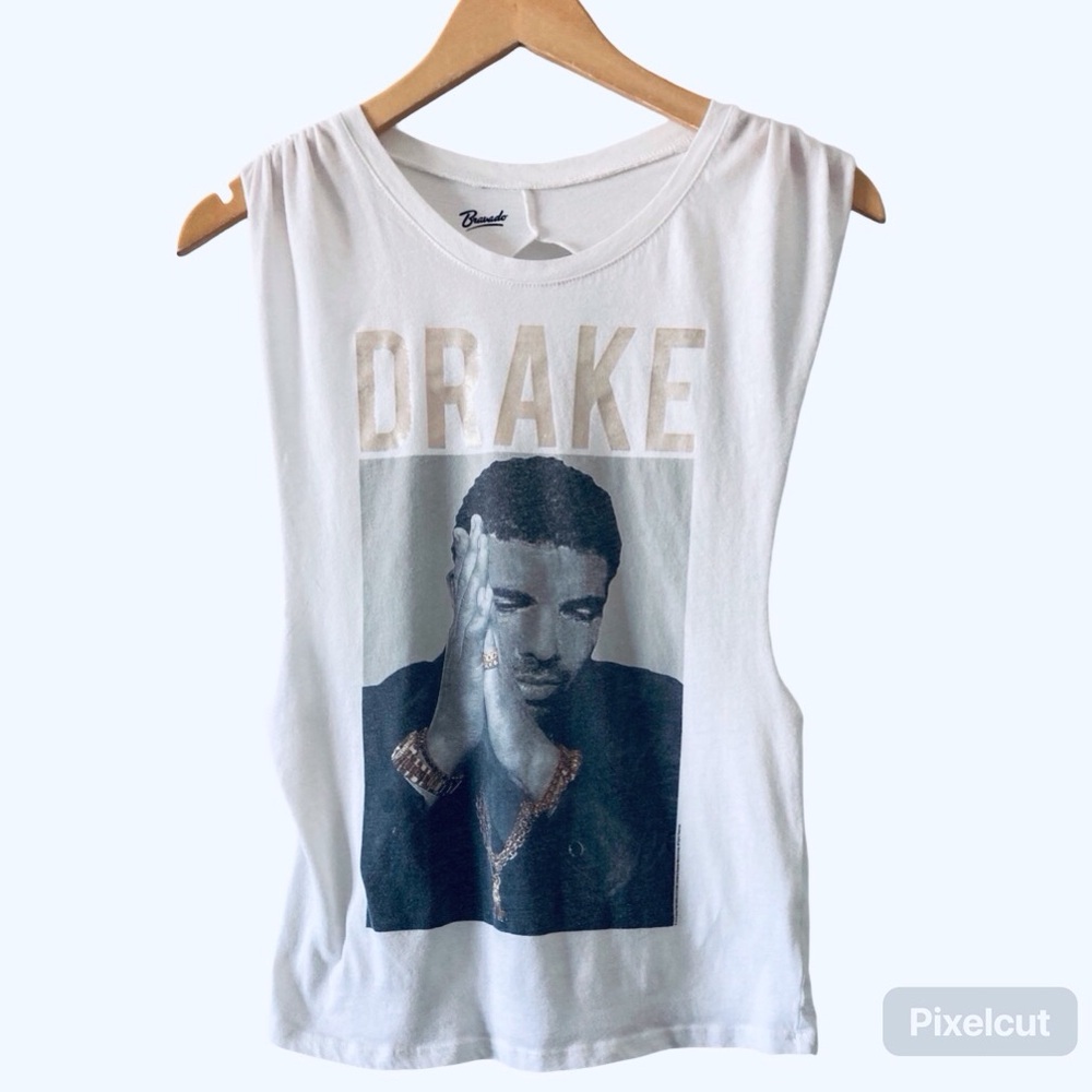 Drake Merch Twist Back Cutout Tank Top White Graphic
